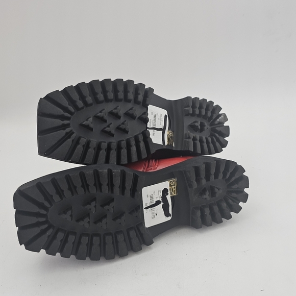 Jeffrey Campbell Devout Red Leather Chunky Lug Sole Platform Ankle Boots SIZE 6 - Picture 6 of 11